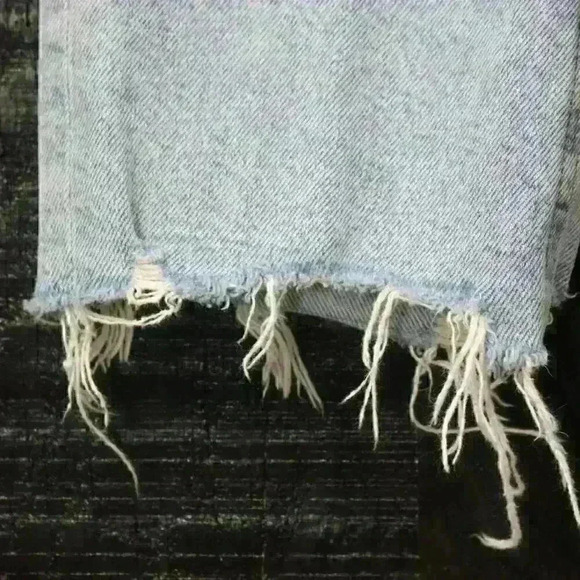 AGOLDE Merrel Straight Midwash Light Blue Raw Hem Jeans Women 25 - Picture 3 of 12